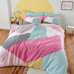 Dunelm Bold Geo 100% Cotton Duvet Cover and Pillowcase Set Reversible, Duvet Cover Sets, Geometric -Eve Home And Furniture Shop 30747602 alt07
