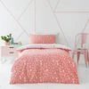 Dunelm Triangle Duvet Cover and Pillowcase Set Polycotton, Coral, Reversible