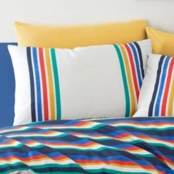 Dunelm Retro Stripe 100% Cotton Duvet Cover and Pillowcase Set Striped, Reversible, MultiColoured -Eve Home And Furniture Shop 30747607 alt02