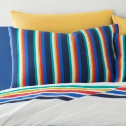Dunelm Retro Stripe 100% Cotton Duvet Cover and Pillowcase Set Striped, Reversible, MultiColoured -Eve Home And Furniture Shop 30747607 alt03