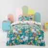 Dunelm Jungle Carnival 100% Cotton Duvet Cover and Pillowcase Set Duvet Cover Sets, Teal (Green), Kids