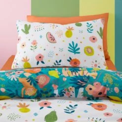 Dunelm Jungle Carnival 100% Cotton Duvet Cover and Pillowcase Set Duvet Cover Sets, Teal (Green), Kids -Eve Home And Furniture Shop 30747612 alt03