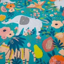 Dunelm Jungle Carnival 100% Cotton Duvet Cover and Pillowcase Set Duvet Cover Sets, Teal (Green), Kids -Eve Home And Furniture Shop 30747612 alt04