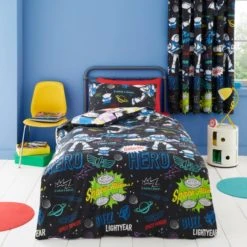 Disney Buzz Lightyear Duvet Cover and Pillowcase Set MultiColoured, Kids, Reversible