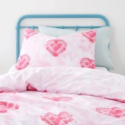 Dunelm Tie Dye Hearts Duvet Cover and Pillowcase Set Duvet Cover Sets, Pink, Kids -Eve Home And Furniture Shop 30747629 alt02