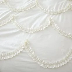 Dunelm Scallop Ruffle Duvet Cover and Pillowcase Set Kids, Duvet Cover Sets, Ivory -Eve Home And Furniture Shop 30747634 alt02