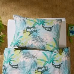 Natural History Museum All About T-Rex 100% Cotton Duvet Cover and Pillowcase Set Kids, Reversible, Green -Eve Home And Furniture Shop 30747636 alt02