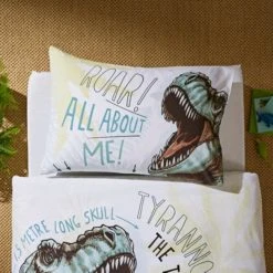 Natural History Museum All About T-Rex 100% Cotton Duvet Cover and Pillowcase Set Kids, Reversible, Green -Eve Home And Furniture Shop 30747636 alt03