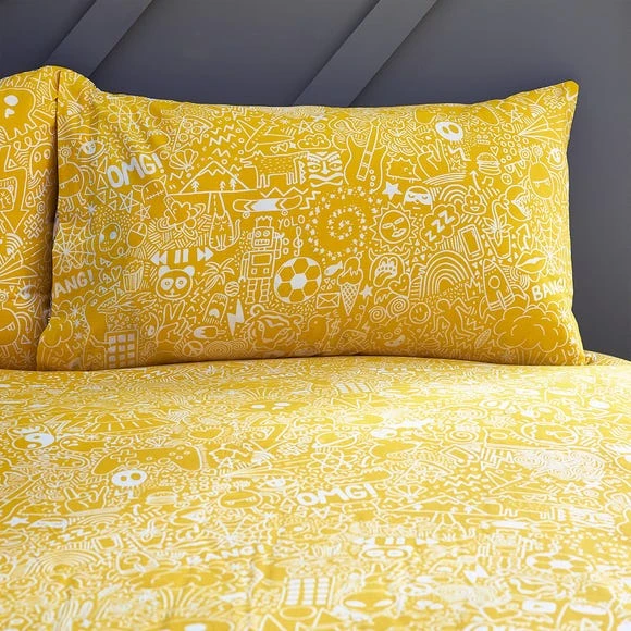 Style Lab Doodles Duvet Cover and Pillowcase Set Duvet Cover Sets, Black and white, Reversible 6 Style Lab Doodles Duvet Cover and Pillowcase Set Duvet Cover Sets, Black and white, Reversible - Image 6