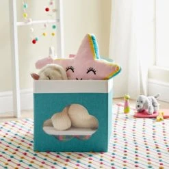 Dunelm Cloud Mesh Blue Foldable Box Storage Boxes, Folding, Polyester