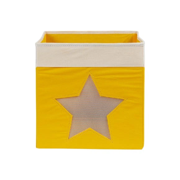 Dunelm Star Mesh Ochre Foldable Box Fabric, Polyester, Kids 2 Dunelm Star Mesh Ochre Foldable Box Fabric, Polyester, Kids - Image 2