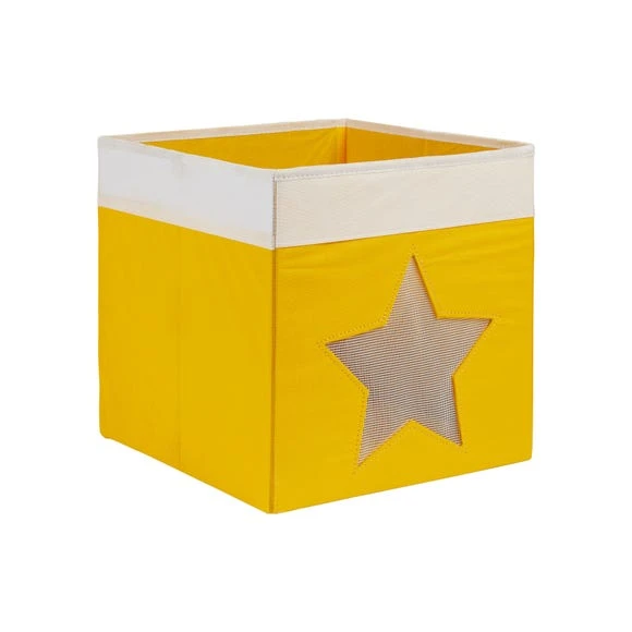 Dunelm Star Mesh Ochre Foldable Box Fabric, Polyester, Kids 3 Dunelm Star Mesh Ochre Foldable Box Fabric, Polyester, Kids - Image 3