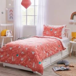 Dunelm Space Explorer Reversible Duvet Cover and Pillowcase Set Duvet Cover Sets, Kids, MultiColoured