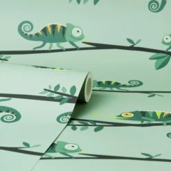 Dunelm Rainforest Friends Chameleon Wallpaper Made in the UK, Animals, Paper -Eve Home And Furniture Shop 30757423 alt02