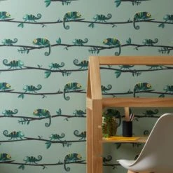 Dunelm Rainforest Friends Chameleon Wallpaper Made in the UK, Animals, Paper -Eve Home And Furniture Shop 30757423 alt03