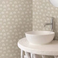 Dunelm Neutral Rainbow Wallpaper Kids, Paper, Made in the UK -Eve Home And Furniture Shop 30757425 alt03