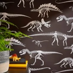 Natural History Museum Fossil Forager Black Wallpaper Made in the UK, Paper, Kids -Eve Home And Furniture Shop 30757433 alt04