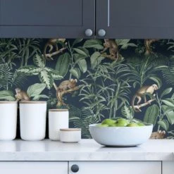 NuWallpaper Nu Wall Self Adhesive Jungle Luxe Navy Wallpaper Paper, Made in the UK, Kids -Eve Home And Furniture Shop 30757442 alt06