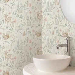 NuWallpaper Nu Wall Self Adhesive Woodland Animals Wallpaper Kids, Made in the UK, Paper -Eve Home And Furniture Shop 30757449 alt06