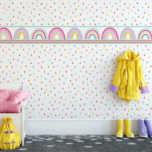 Dunelm Rainbow Wallpaper Border Made in the UK, Paper, Kids 1 Dunelm Rainbow Wallpaper Border Made in the UK, Paper, Kids