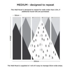 Dunelm Geo Mountain Mono Mural Kids, Murals, Made in the UK -Eve Home And Furniture Shop 30759950 alt02