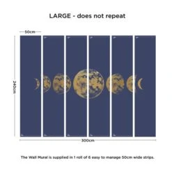 Dunelm Moon Navy Mural Made in the UK, Non Woven, Kids -Eve Home And Furniture Shop 30759955 alt02